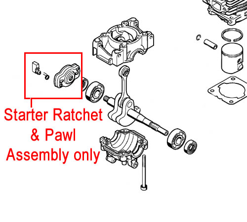 o400vxvdxjf.jpg - Mowers Online Starter ratchet and pawl assembly diagram