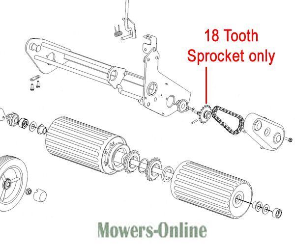 P - Mowers Online 18 tooth sprocket with drive shaft assembly diagram