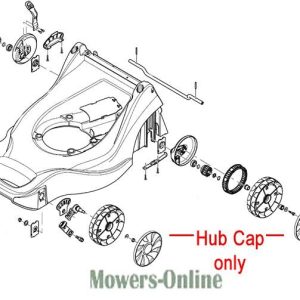 Lawn mower wheel hub cap assembly diagram