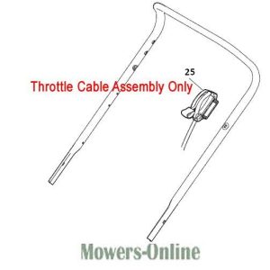 Throttle cable assembly for lawn mower equipment