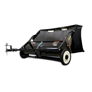 Tow-behind lawn sweeper with collection hopper