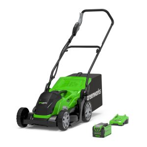 Greenworks cordless electric lawn mower with batteries