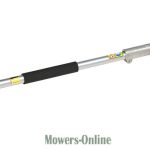 Telescopic garden tool with black grip handle
