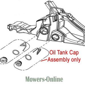 Oil tank cap assembly diagram for mower