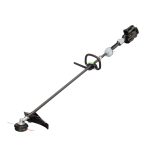 Gas-powered string trimmer with curved shaft