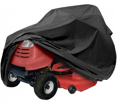 pkcpntfbqlu.jpg - Mowers Online Red riding lawn mower with black protective cover
