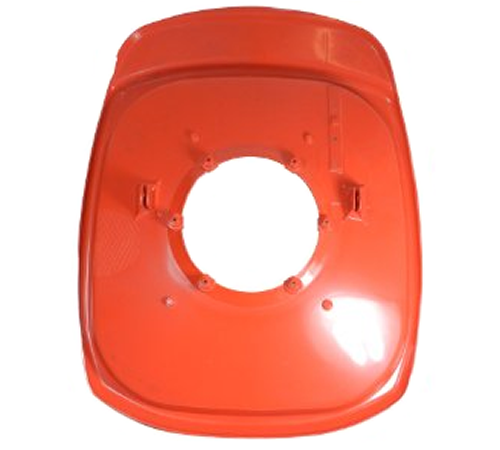 pmnkpg4cveq.png - Mowers Online Red plastic lawn mower deck cover with hole