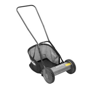 Manual push lawn mower with grass bag attachment