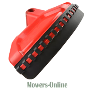 Red and black lawn mower mulch plug blade