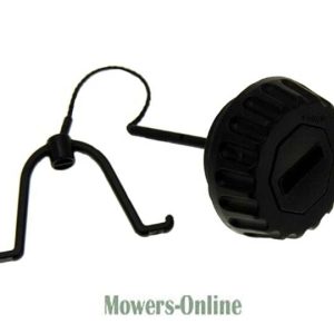 Fuel cap with tether for lawn mower