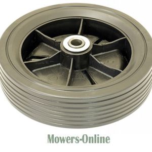 Pneumatic wheel with black plastic rim and center hub