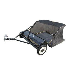 Tow-behind lawn sweeper with mesh collection bag