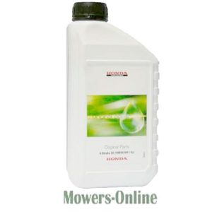 Honda engine oil bottle with green cap
