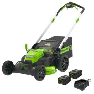 Greenworks cordless electric lawn mower with batteries