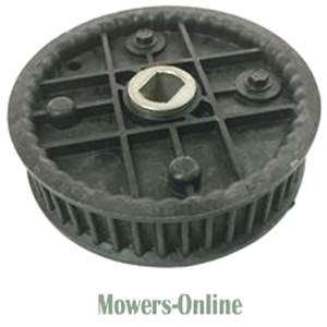 Lawn mower engine pulley wheel assembly