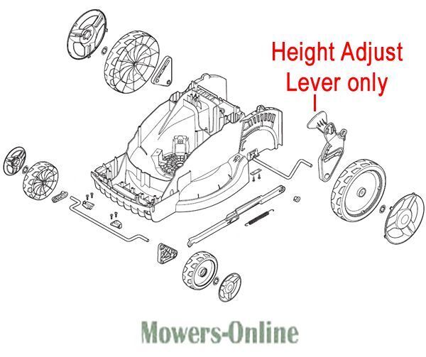 P - Mowers Online Lawn mower parts diagram with height adjust lever