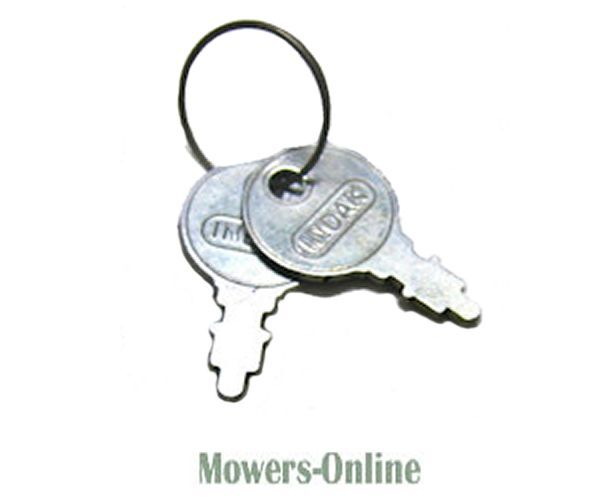 P - Mowers Online Pair of metal keys with rubber keyring tag