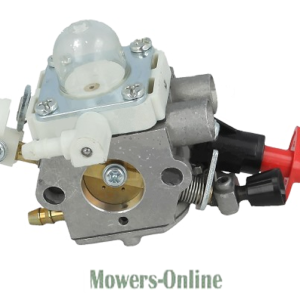 Small engine carburetor assembly with red choke lever