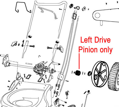 rcseqld1mht.jpg - Mowers Online Lawn mower left drive pinion assembly diagram