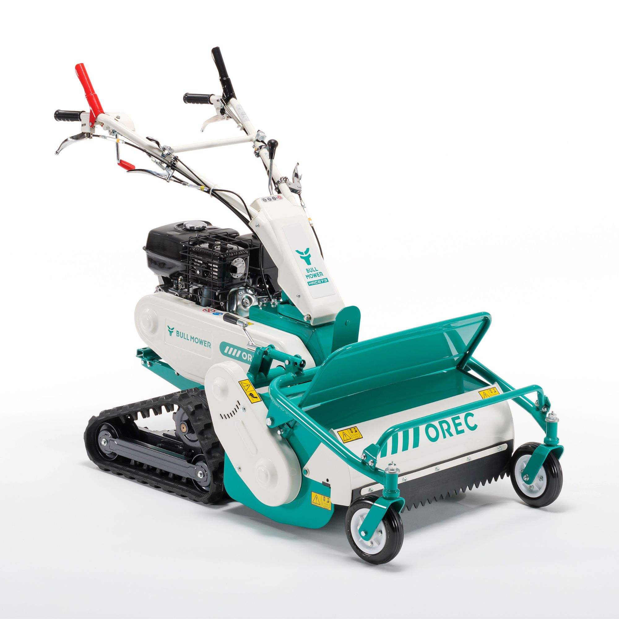 refqjihoaec.jpg - Mowers Online Tracked garden mulcher with cutting deck and handles