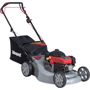 Petrol push lawn mower with grass collection bag