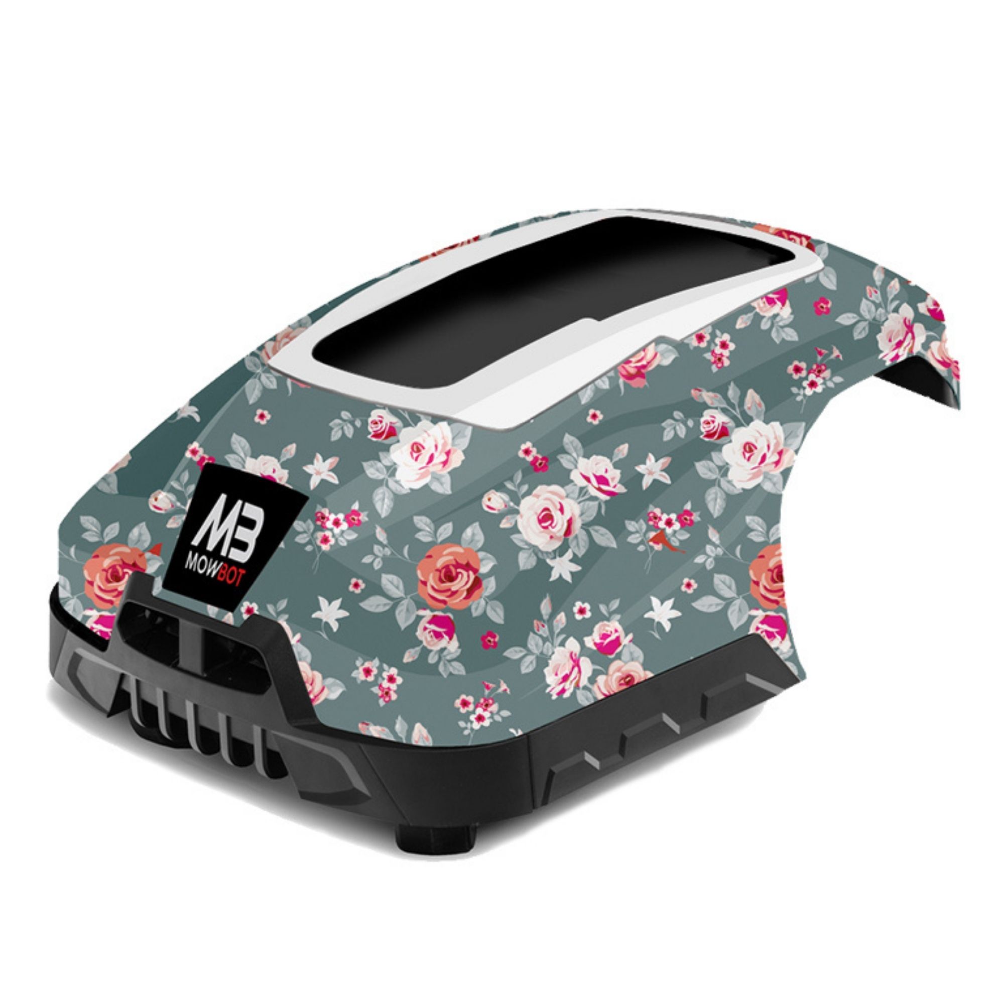 rk4pwu1ebpx.jpg - Mowers Online Floral patterned robotic lawn mower with black base