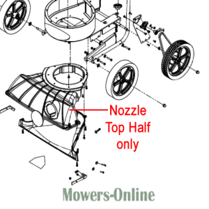 Lawn mower nozzle top half assembly diagram