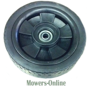 Pneumatic rubber wheel with plastic hub assembly