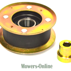 Lawn mower spindle pulley assembly with bushings