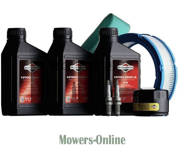 P - Mowers Online Lawn mower maintenance kit with oil bottles