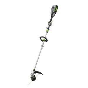 Cordless string trimmer with shoulder strap and battery