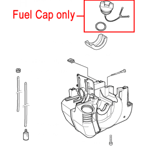Fuel cap assembly diagram for lawn mower