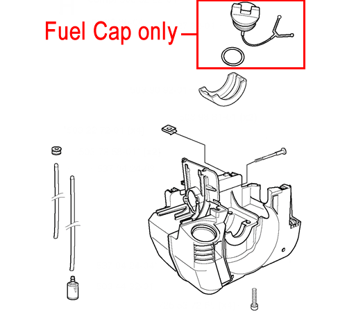s4qcdcmpch3.png - Mowers Online Fuel cap assembly diagram for lawn mower
