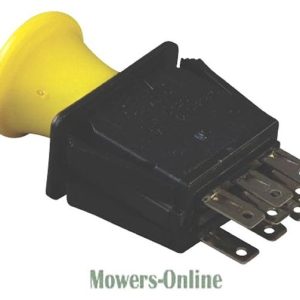 Yellow handled electric push button switch assembly