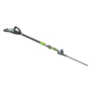 Cordless electric hedge trimmer with extended shaft