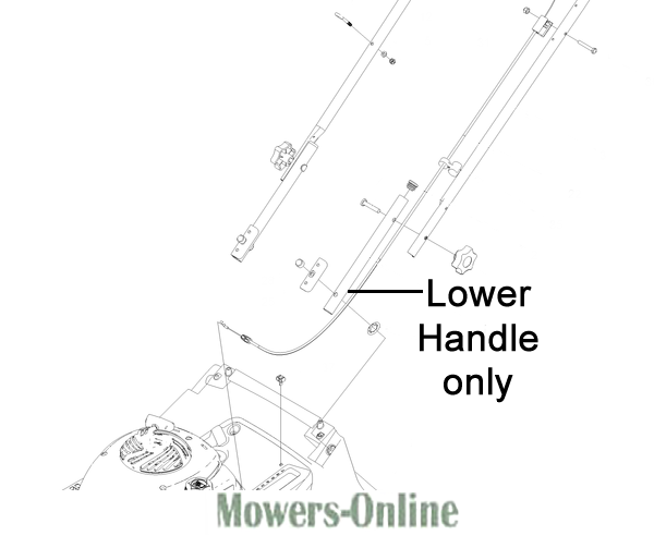 sos3ejwhgrk.png - Mowers Online Lawn mower handle assembly diagram, lower handle only