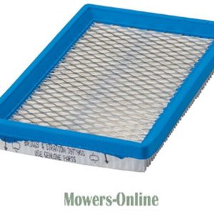 Blue rectangular air filter with mesh screen