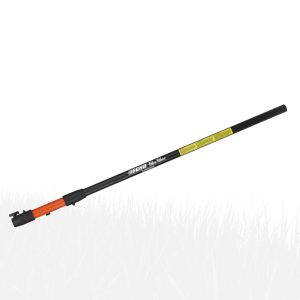 Telescoping pole saw with black and yellow shaft