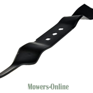 Lawn mower blade with curved cutting edge