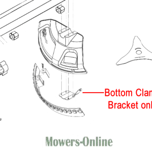 Bottom clamp bracket for lawn mower chute