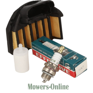 Spark plug, oil bottle, and maintenance kit set