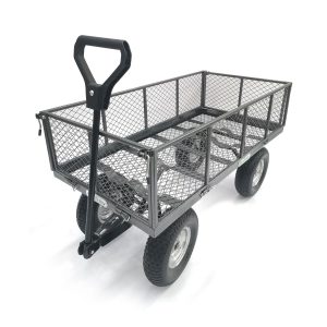 Four-wheel mesh utility garden cart with handle