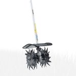Rear tine tiller with cultivator tines attached
