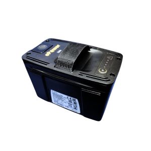 Car battery with terminals and carry handle