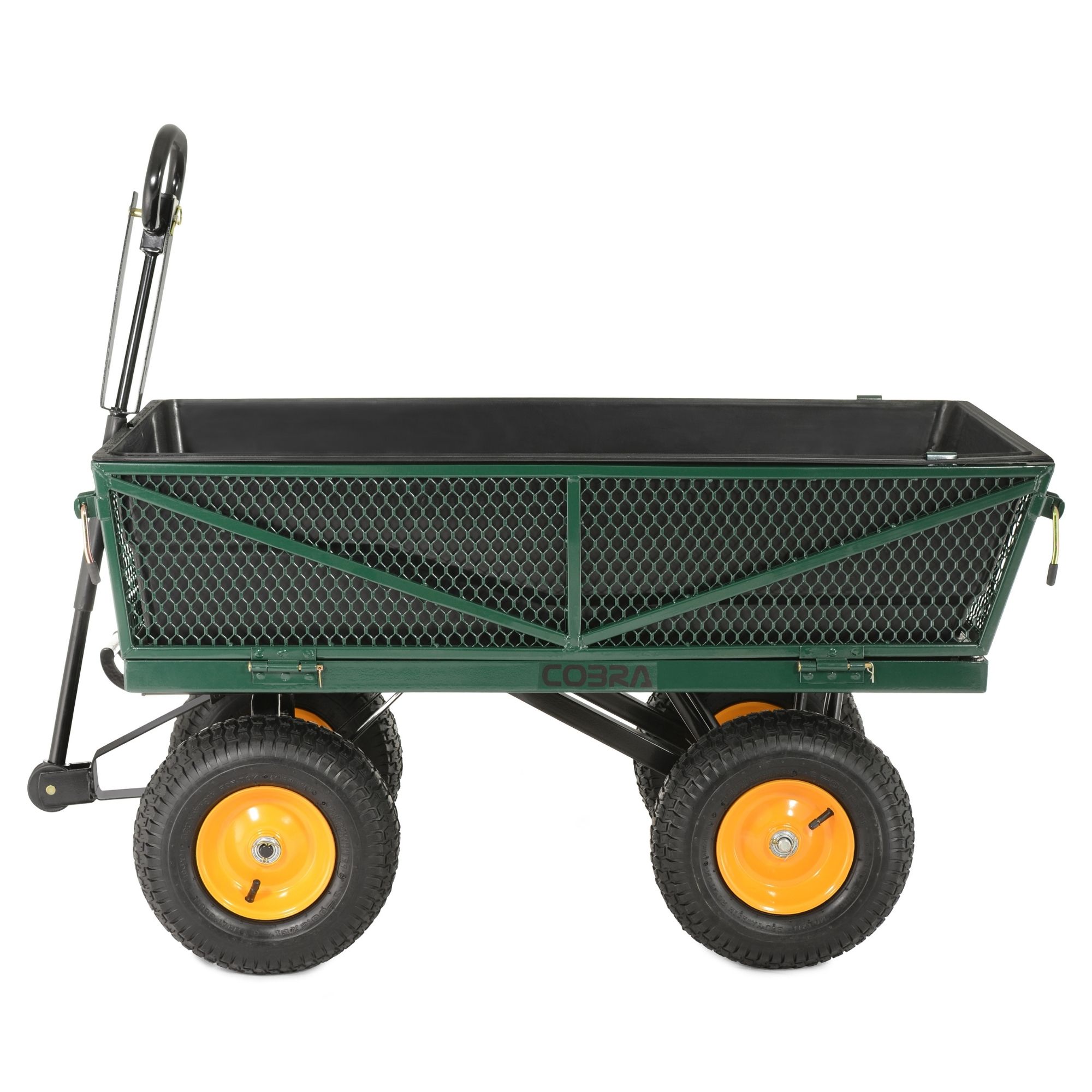 tjnt5i1zz0i.jpg - Mowers Online Garden cart with mesh sides and yellow wheels