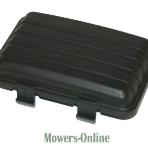 Black plastic storage case with hinged lid