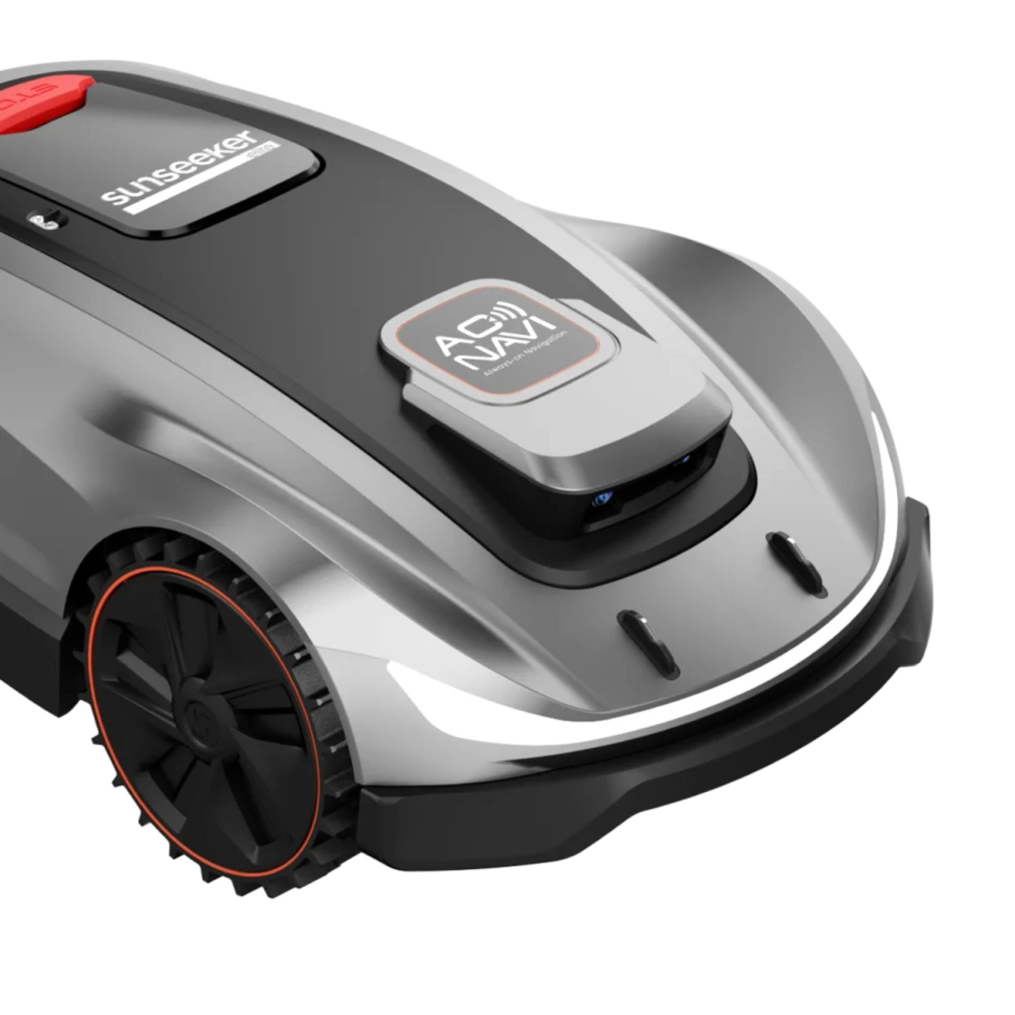 tq0juykdiw1.jpg - Mowers Online Robotic lawn mower with red accents and black wheels