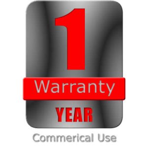 One year commercial use warranty badge