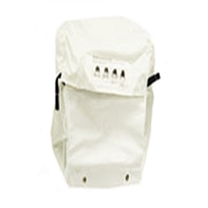 White collapsible lawn mower bag
