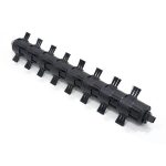 Black plastic manifold with multiple outlet ports
